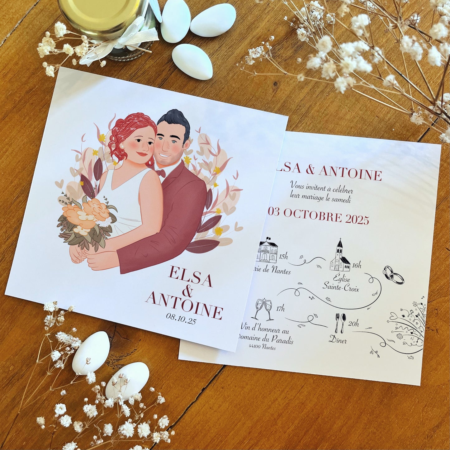 Faire-part de mariage recto/verso