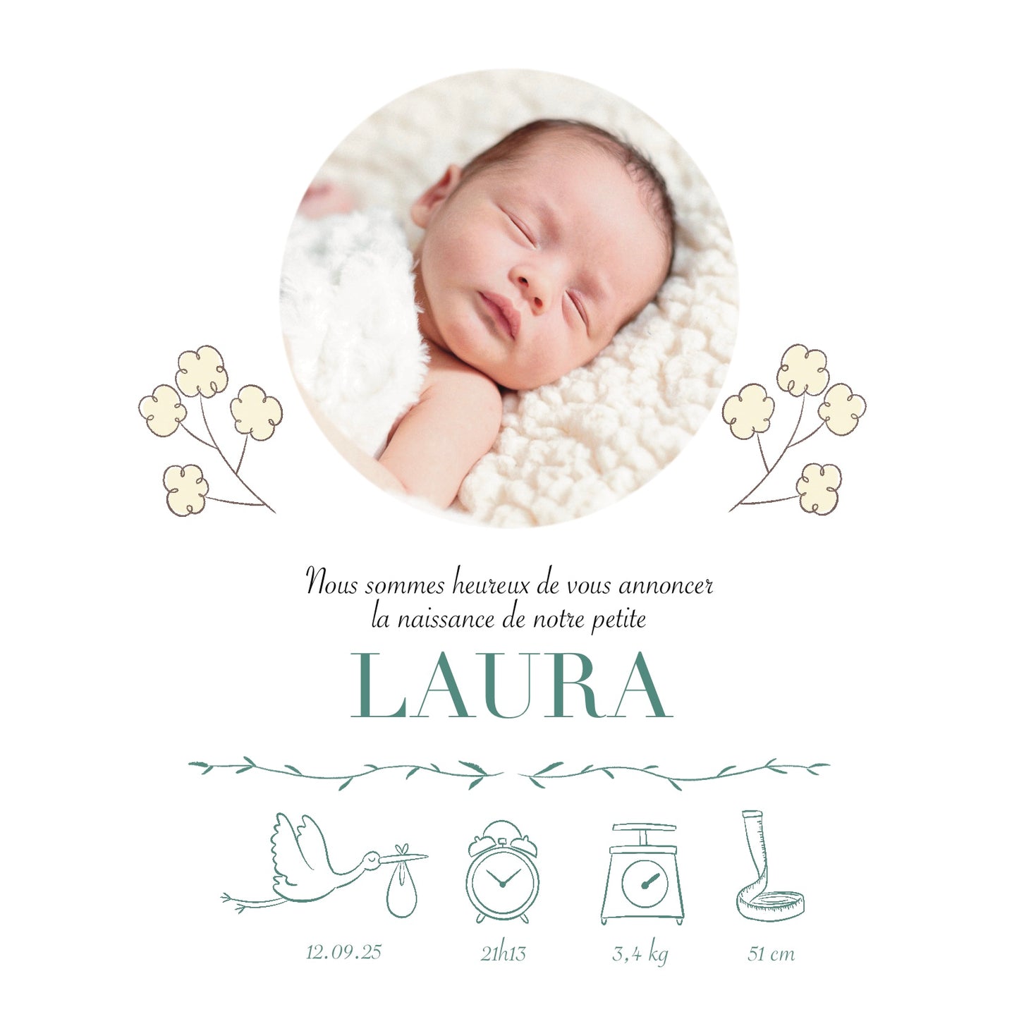 Faire-part de naissance dépliant