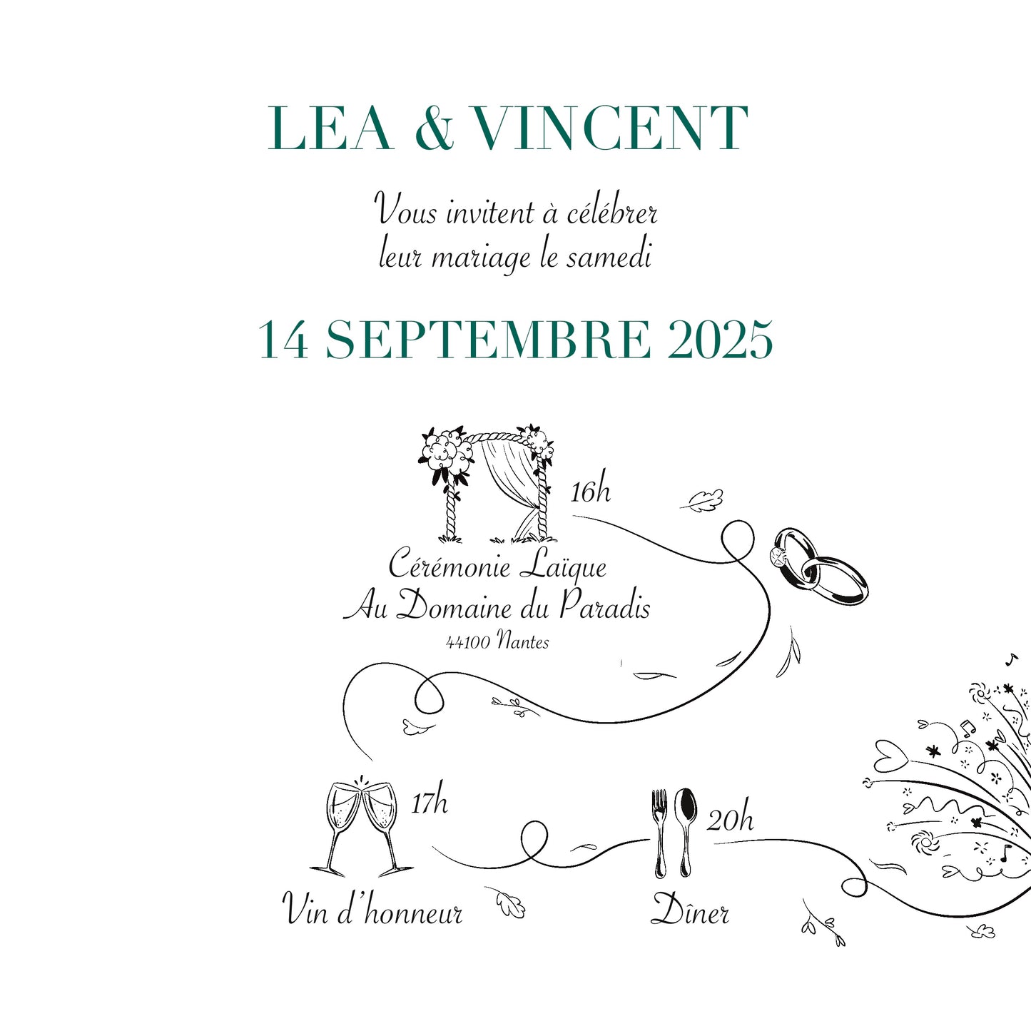 Faire-part de mariage recto/verso