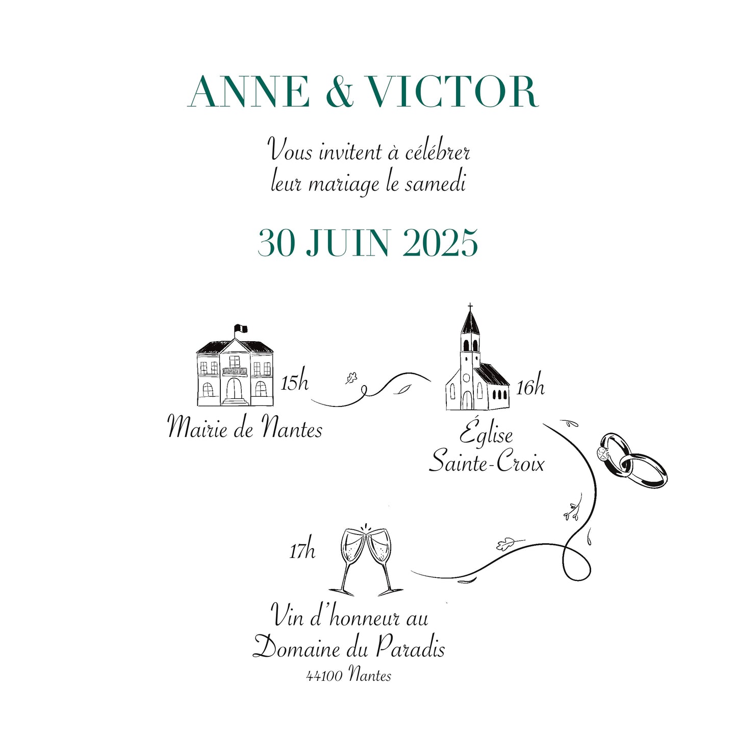 Faire-part de mariage recto/verso